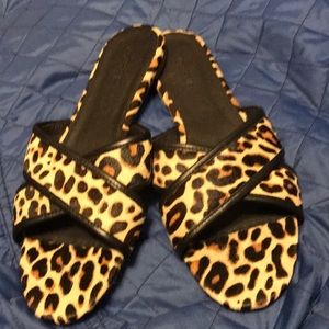 J.CREW Leopard print leather slippers